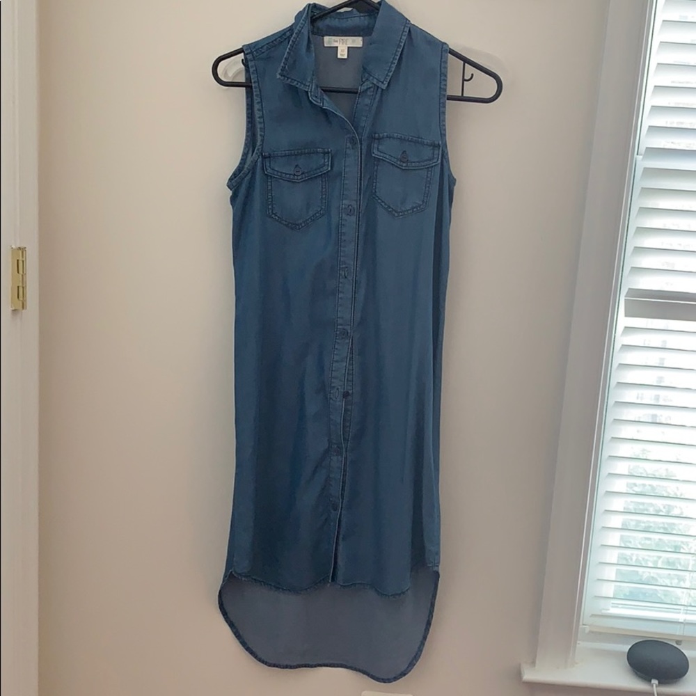 Love Fire High Low Chambray Denim Shirt Dress